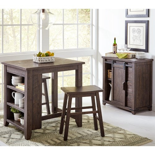 Madison County 3 Piece Pub Table Set (Brown)