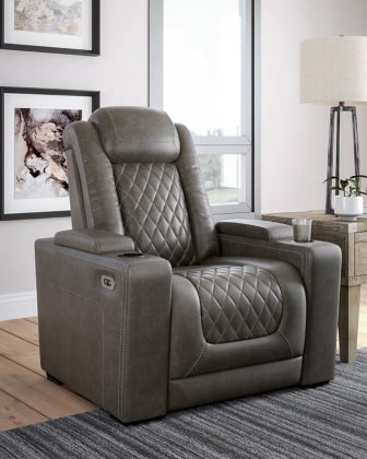 Preston Leather Power Reclining Chair - Gray