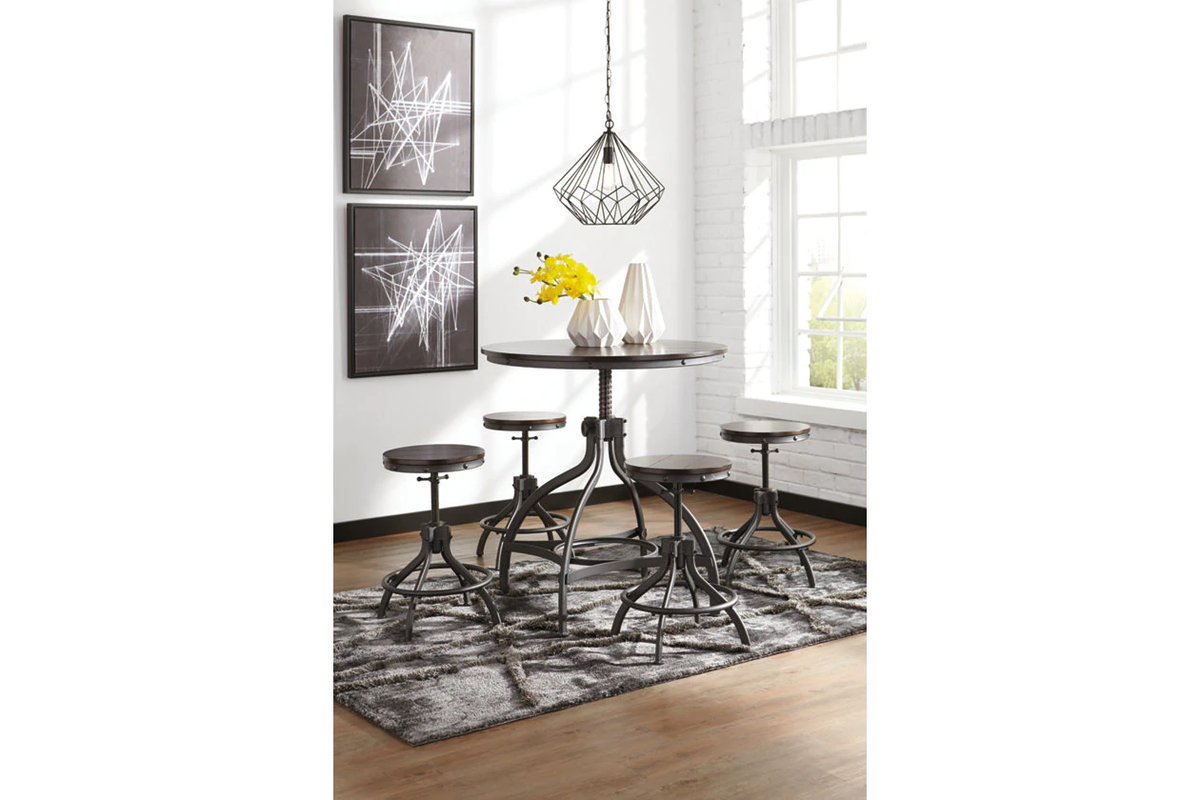 Odium Counter Height Table and Bar Stool (5Pc Set)