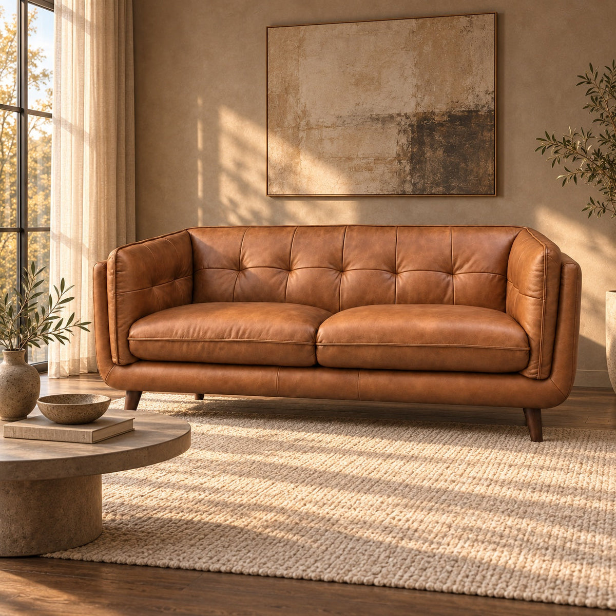 Allegro Leather Sofa — in a room