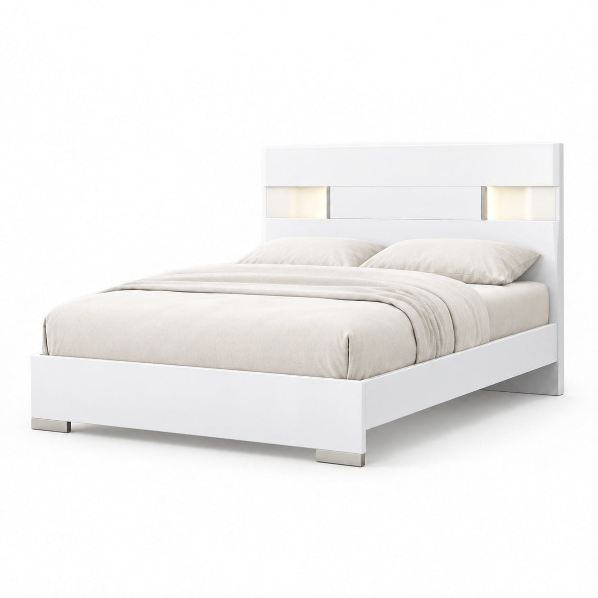 Andes White Queen Bed — another angle