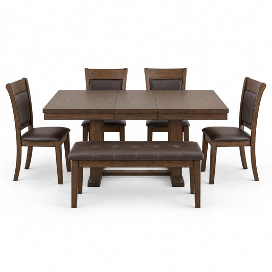 Ash Rustic Dining Table Set (6 Pc)