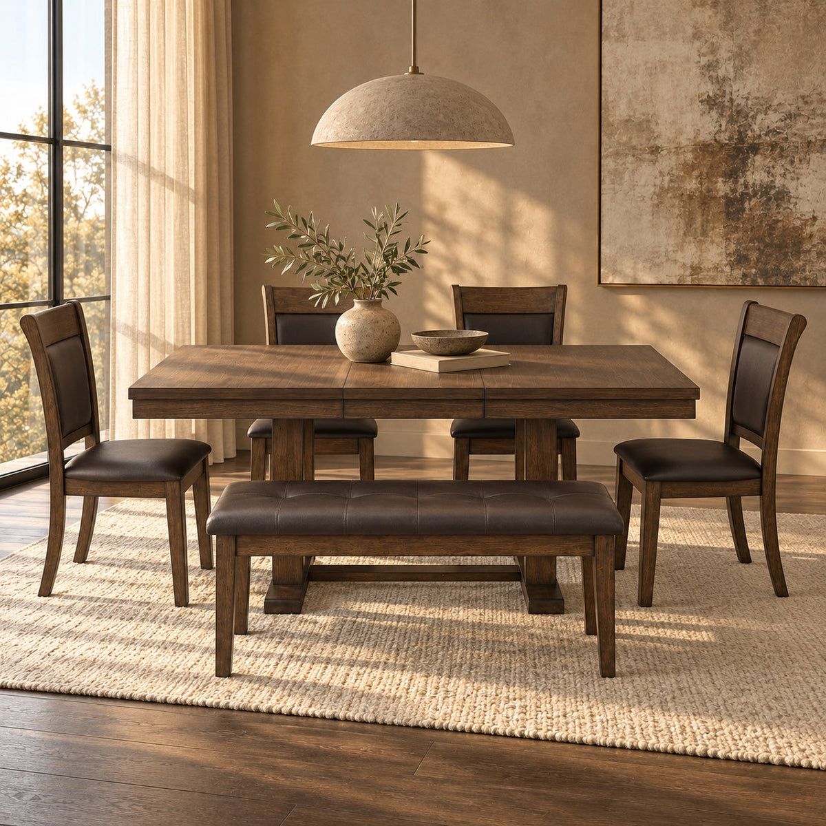Ash Rustic Dining Table Set (6 Pc) — in a room