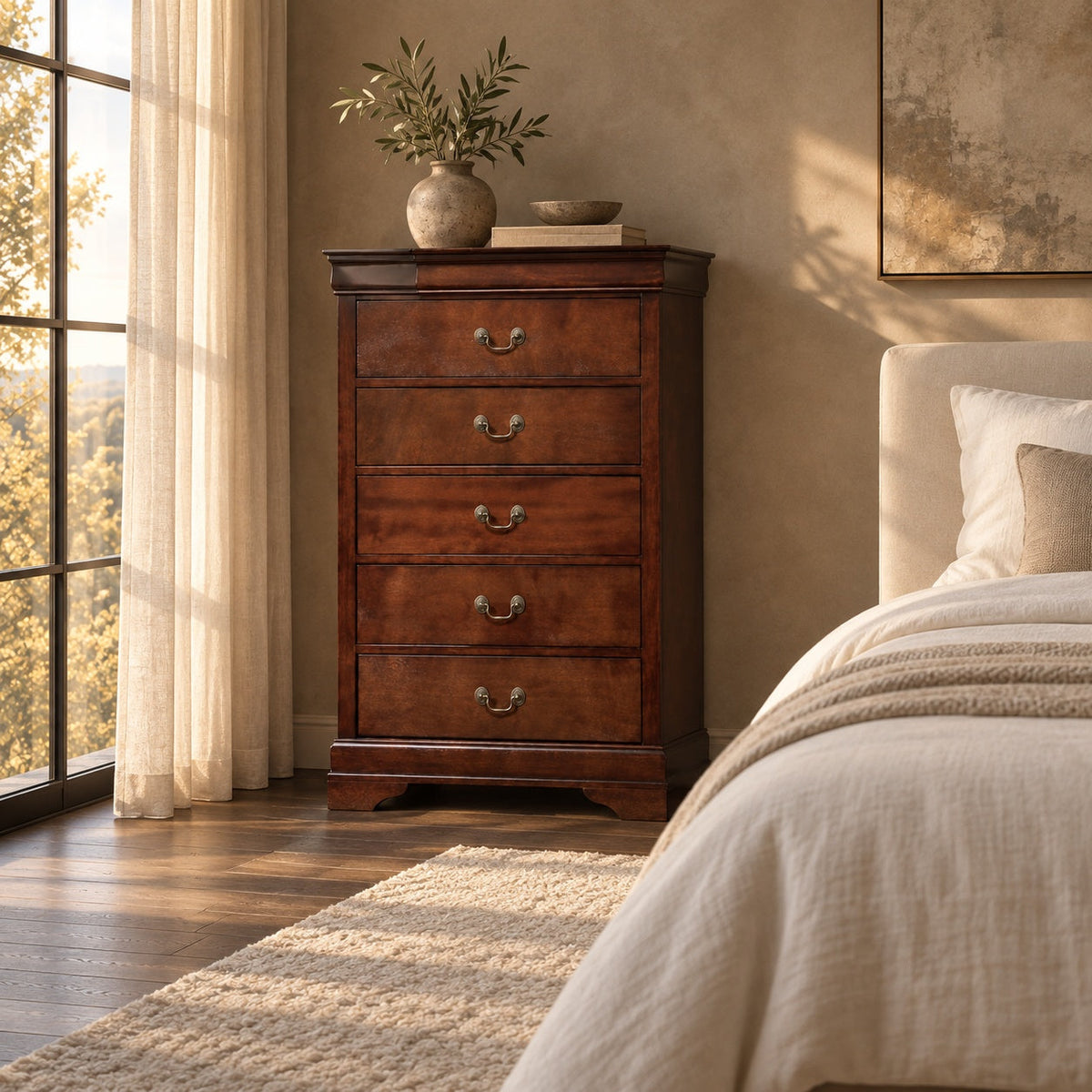 Aurora Chest (Brown Cherry) — in a room