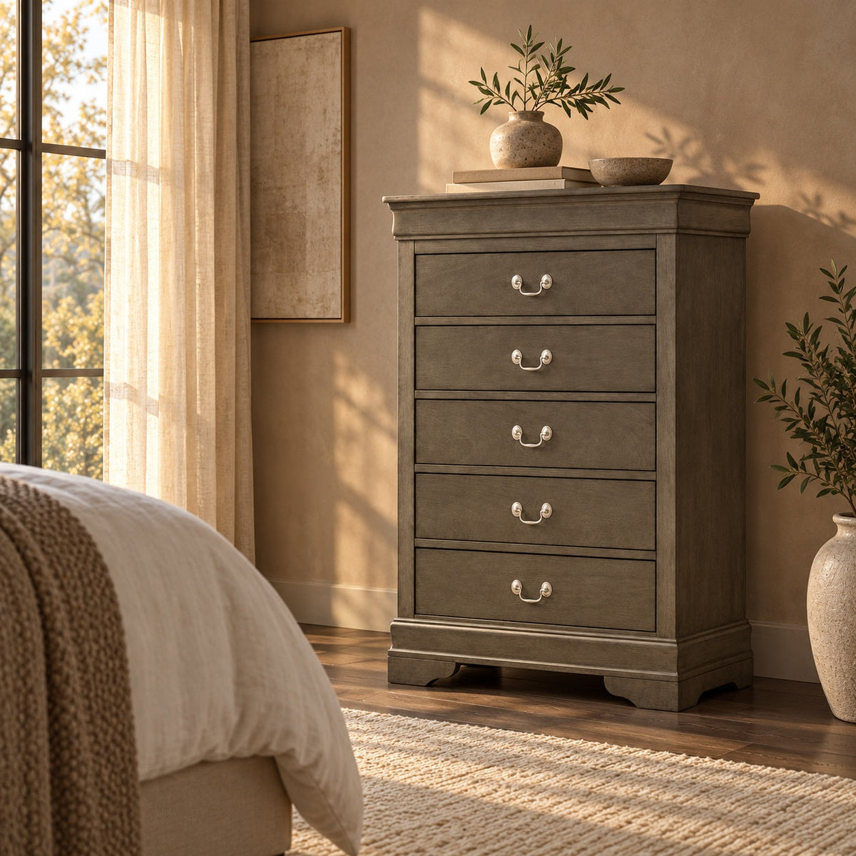Aurora Chest (Grey) — in a room