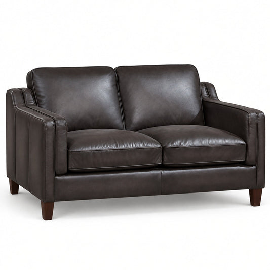 Ballari All Leather Loveseat (Dark Grey & Brown)