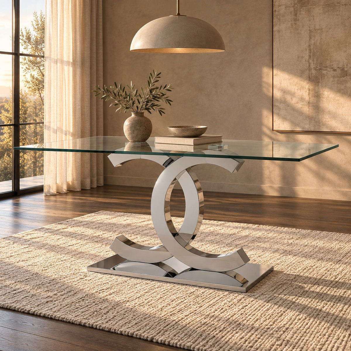Bentleigh Chrome Dining Table — in a room