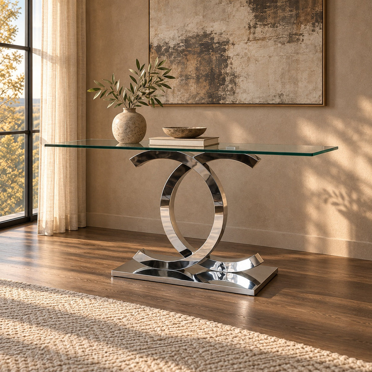 Bentleigh Chrome Sofa Table — in a room