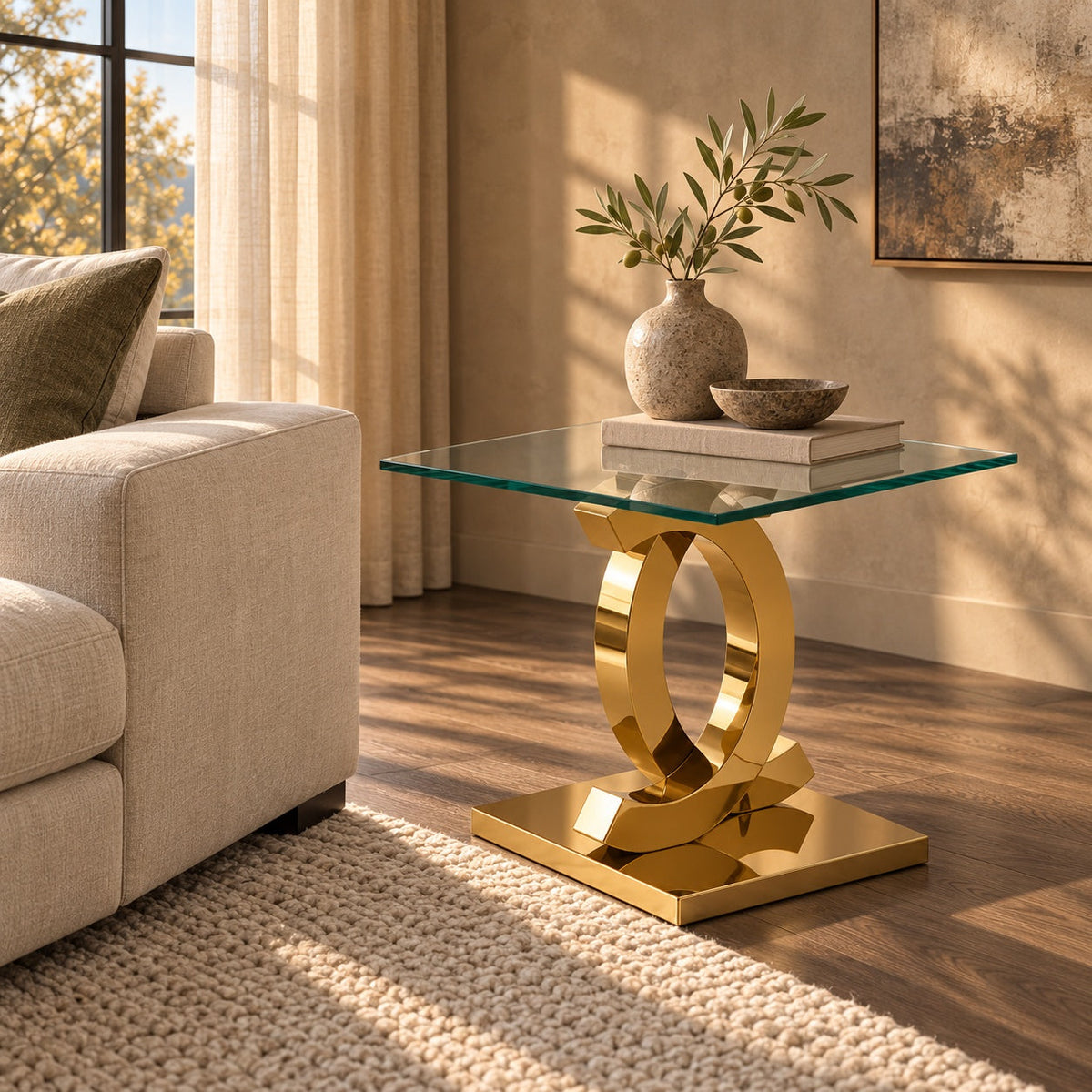 Bentleigh End Table (Gold) — in a room