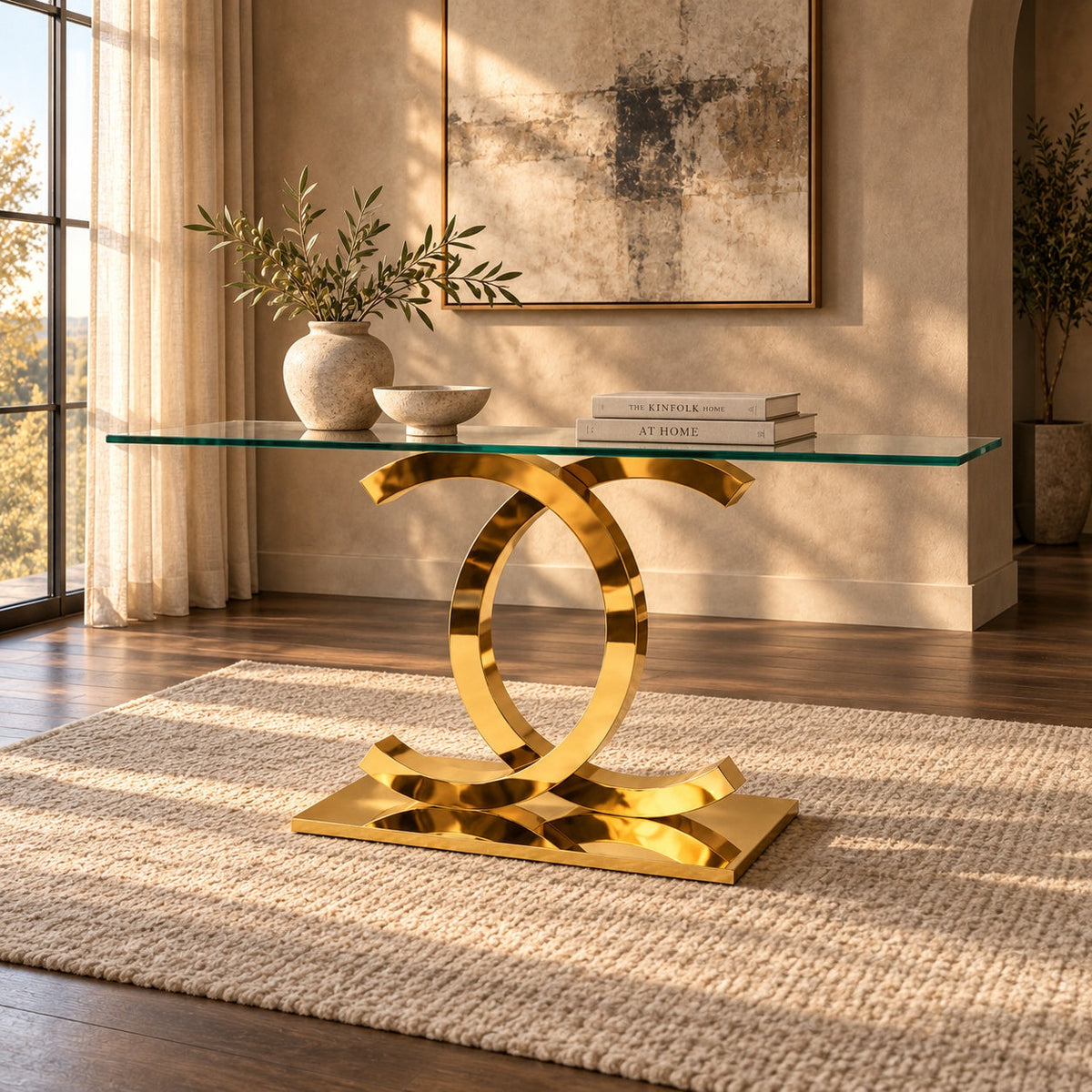 Bentleigh Sofa Table (Gold) — in a room