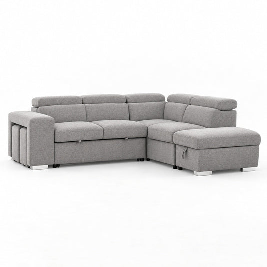 Collins Sleeper Sectional with Storage Ottoman (Grey)