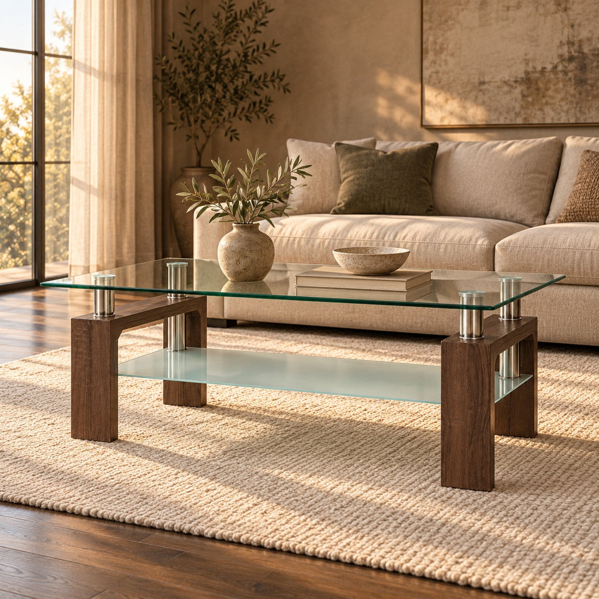 Compass Rectangular Coffee Table — in a room