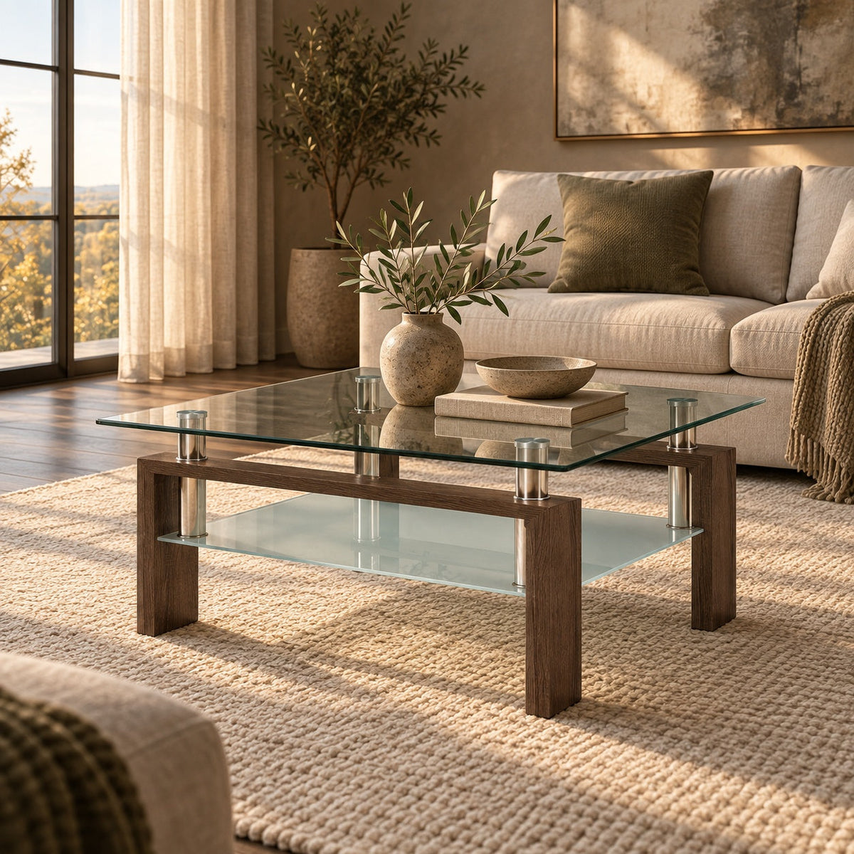 Compass Square Coffee Table — in a room