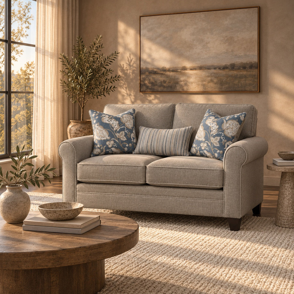 Dano Tweed Loveseat — in a room