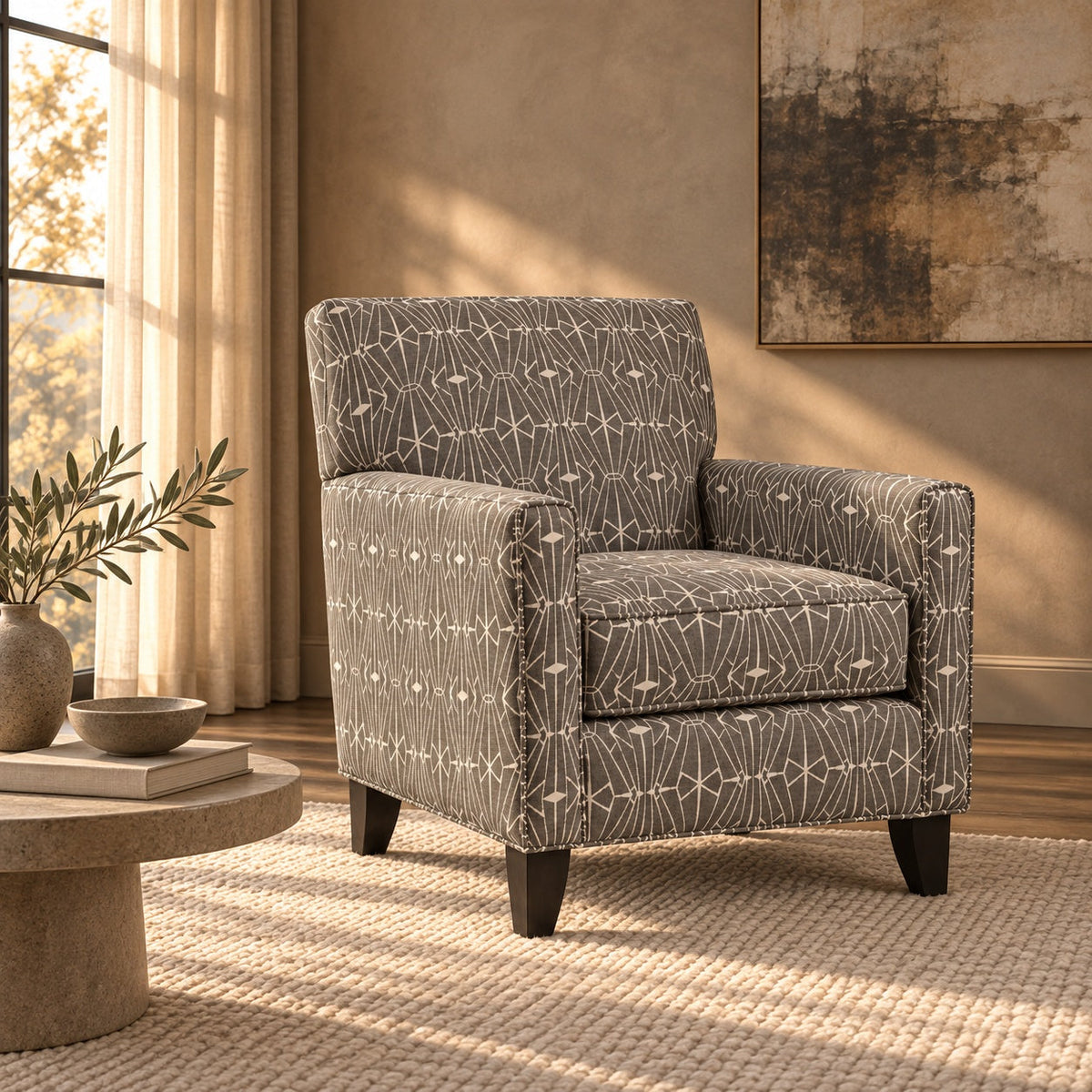 Emblem Charcoal Accent Chair — in a room
