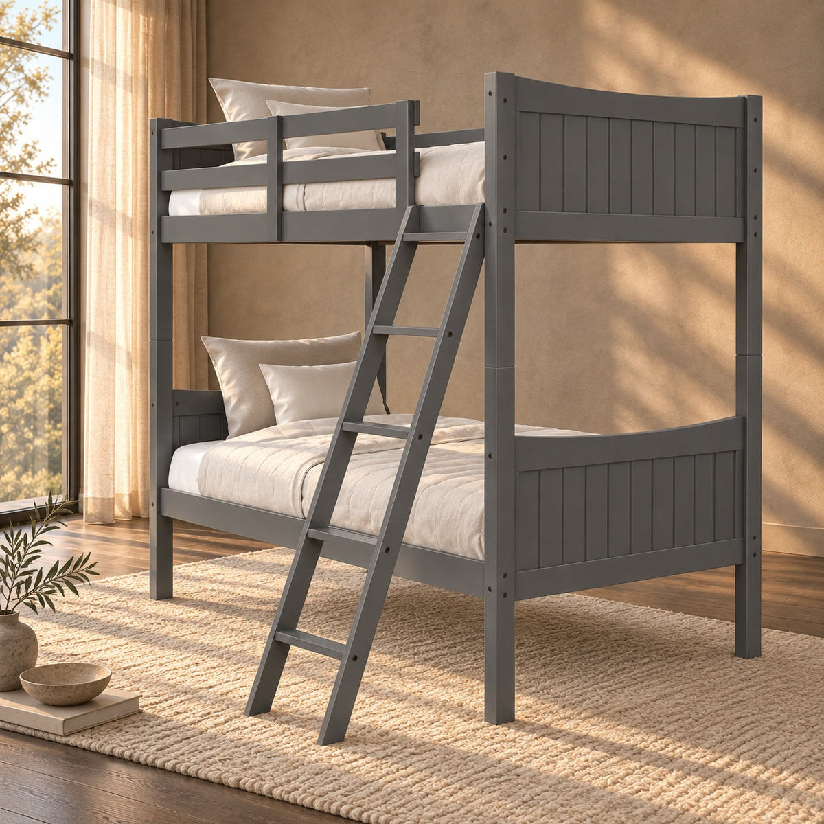 Eva Twin-Twin Bunk Bed Frame — in a room