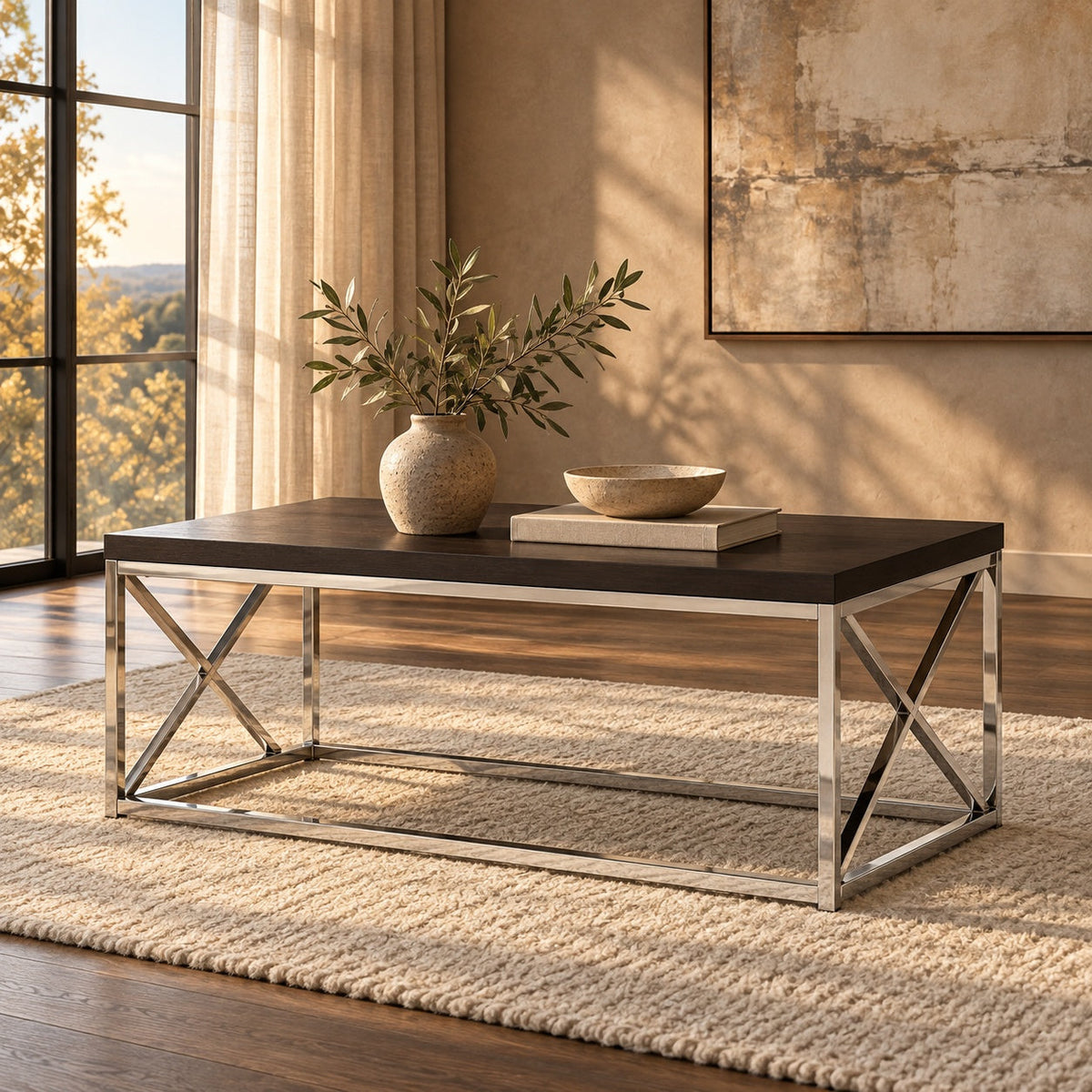 Kilda Coffee Table (Brown & White) — in a room