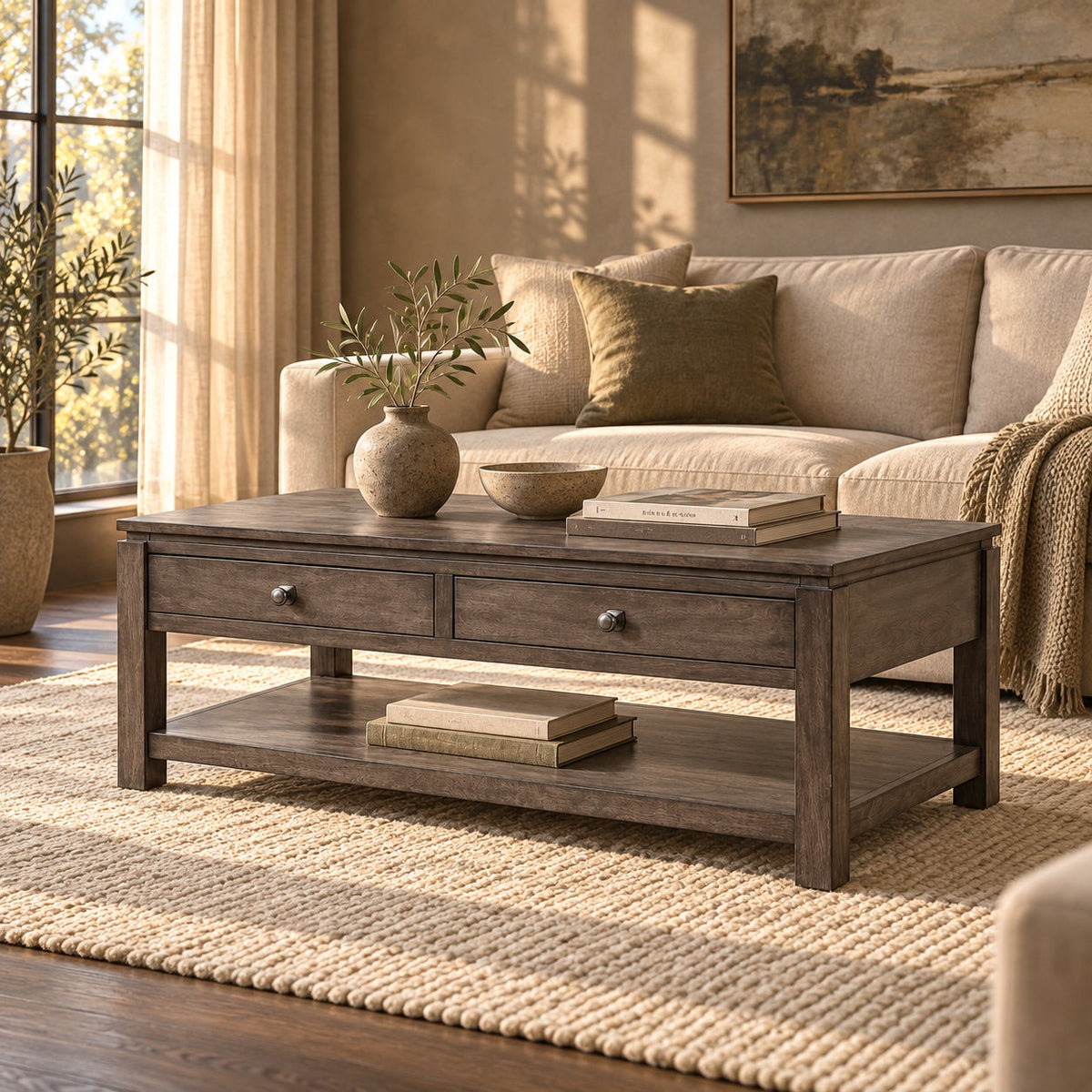 Lancaster 50" Rectangular Coffee Table — in a room