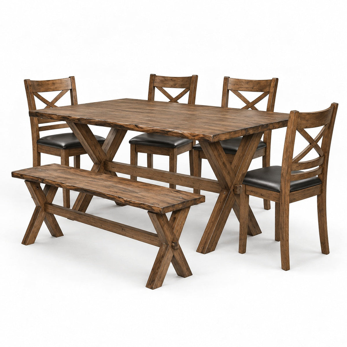 Live Edge 60" Dining Table Set (6 Pc)
