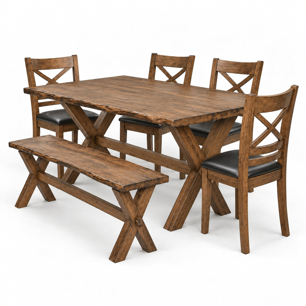 Live Edge 60" Dining Table Set (6 Pc) — another angle