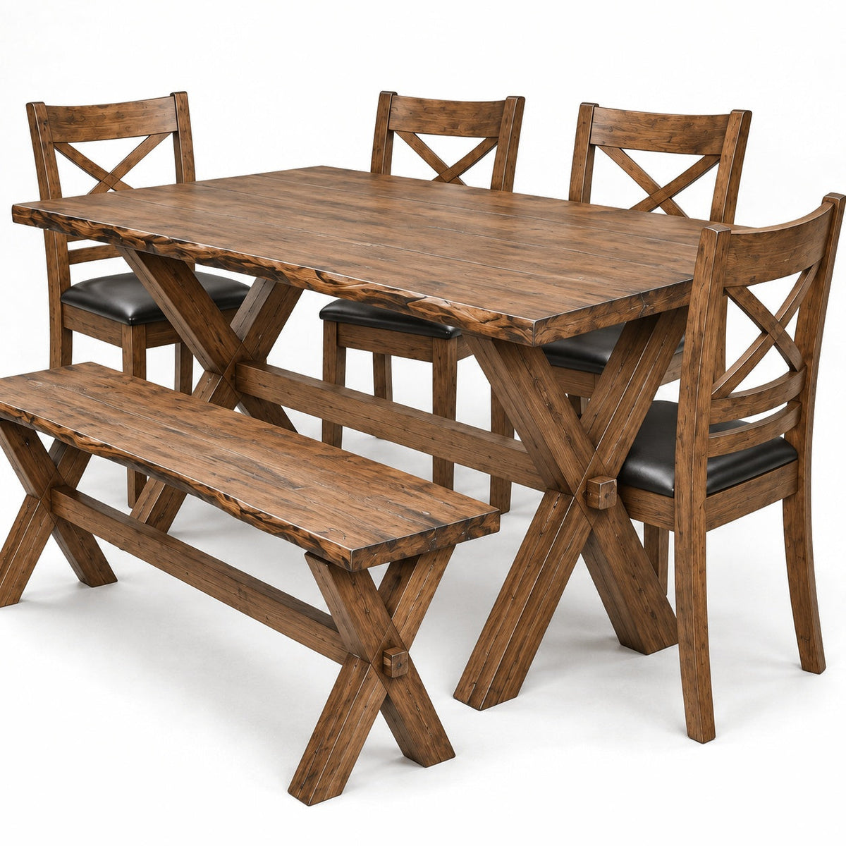 Live Edge 60" Dining Table Set (6 Pc) — detail