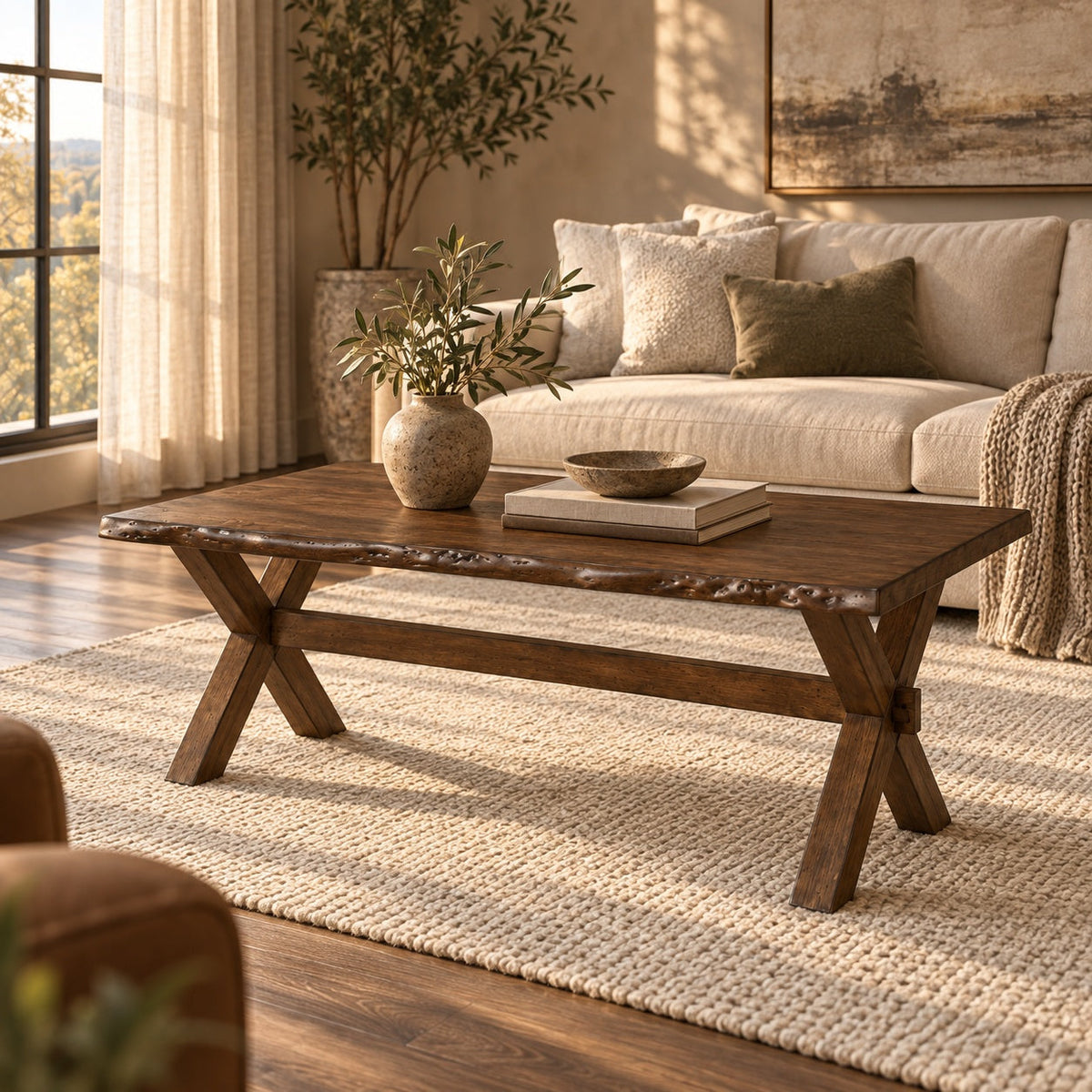 Live Edge Coffee Table — in a room