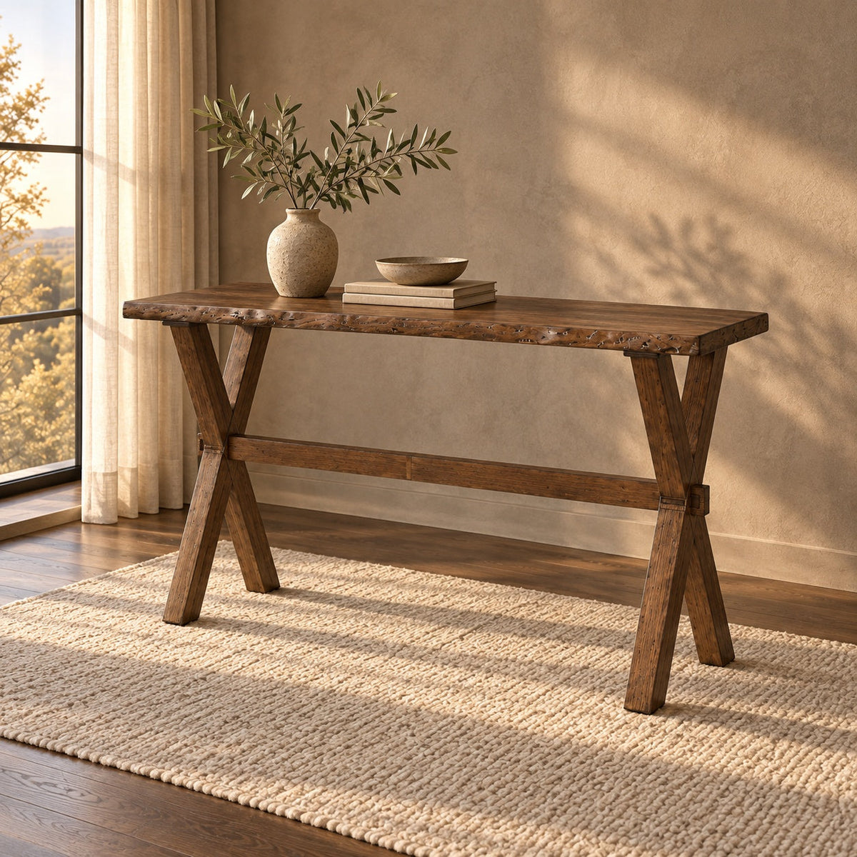 Live Edge Sofa Table — in a room