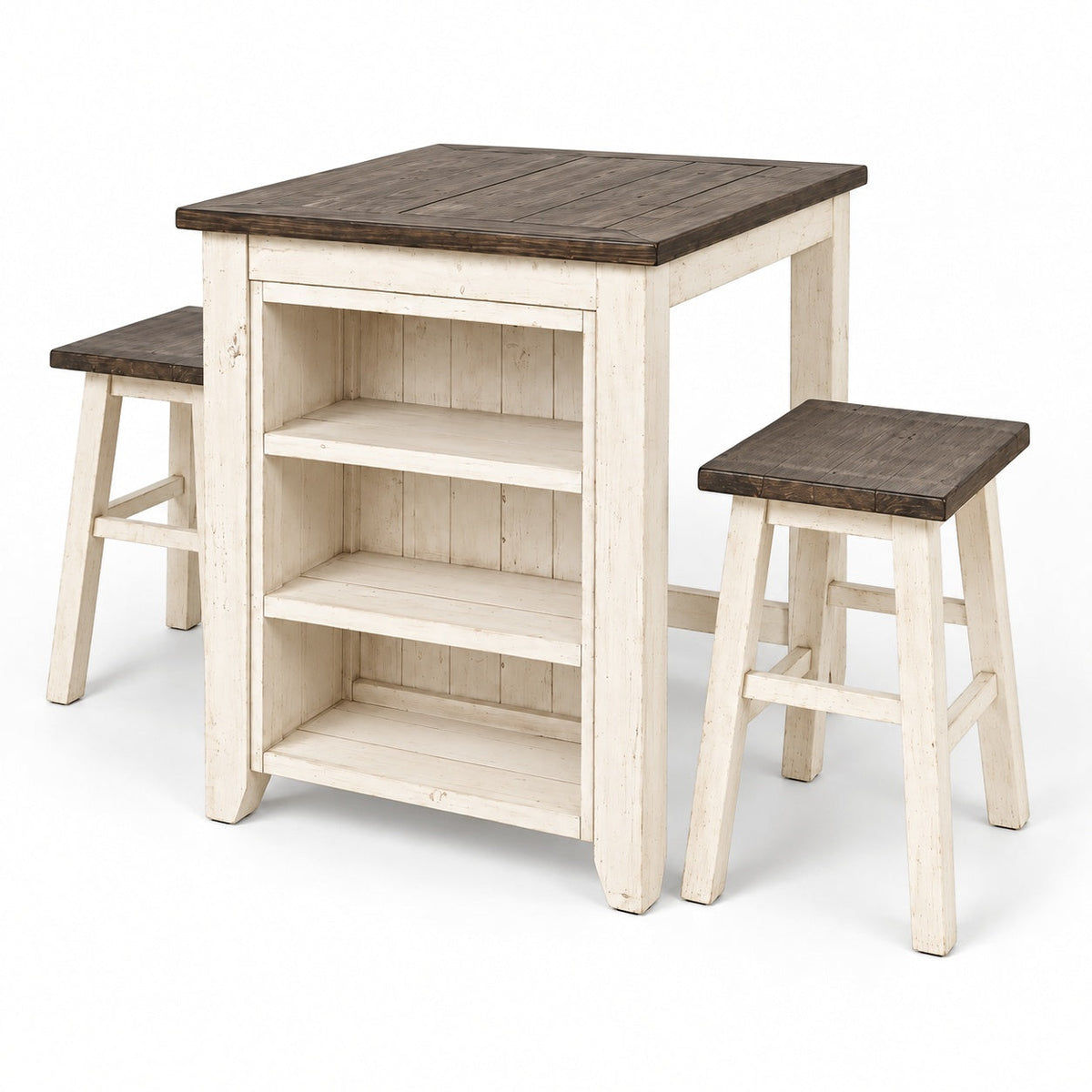Madison County 3 Piece Pub Table Set (Off White) — another angle