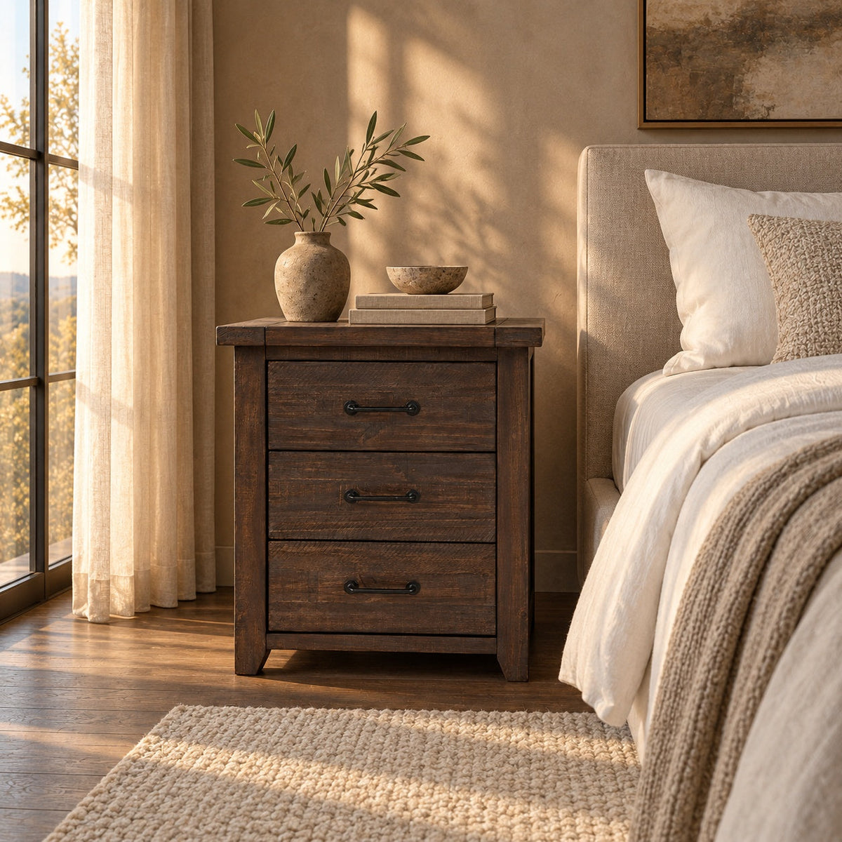 Madison Night Stand (Chocolate) — in a room