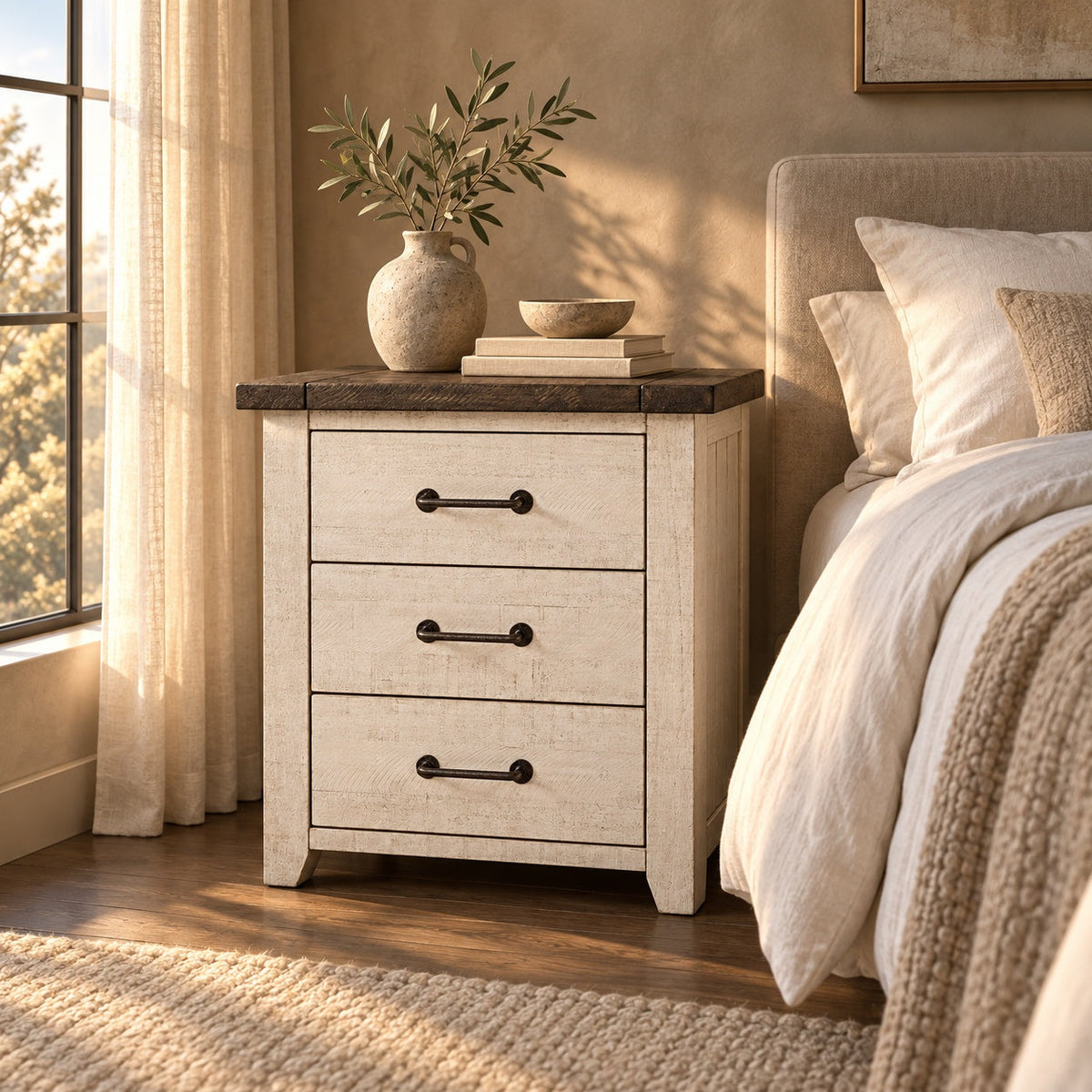 Madison Night Stand (White) — in a room