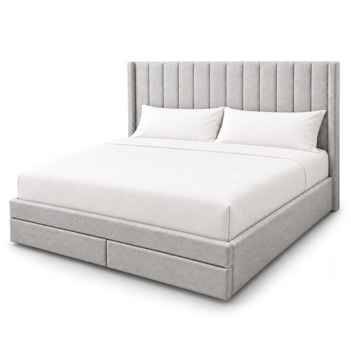 Malbec Lift Top Storage Bed with Drawers (Grey), King — another angle
