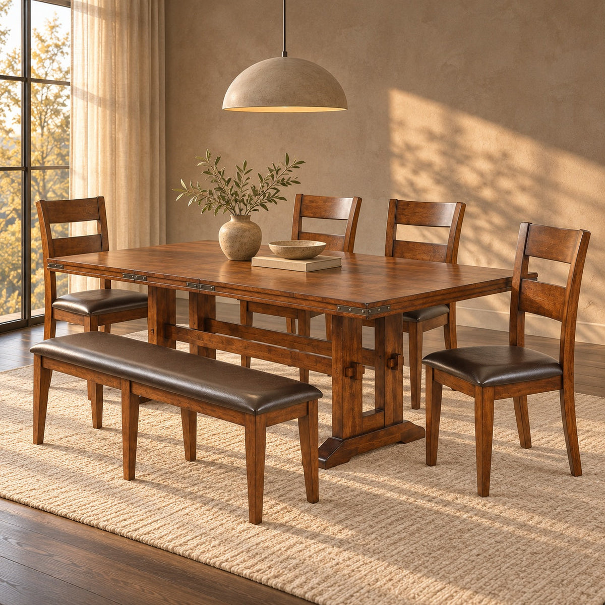 Mango 92" Dining Table Set (6 Pc) — in a room