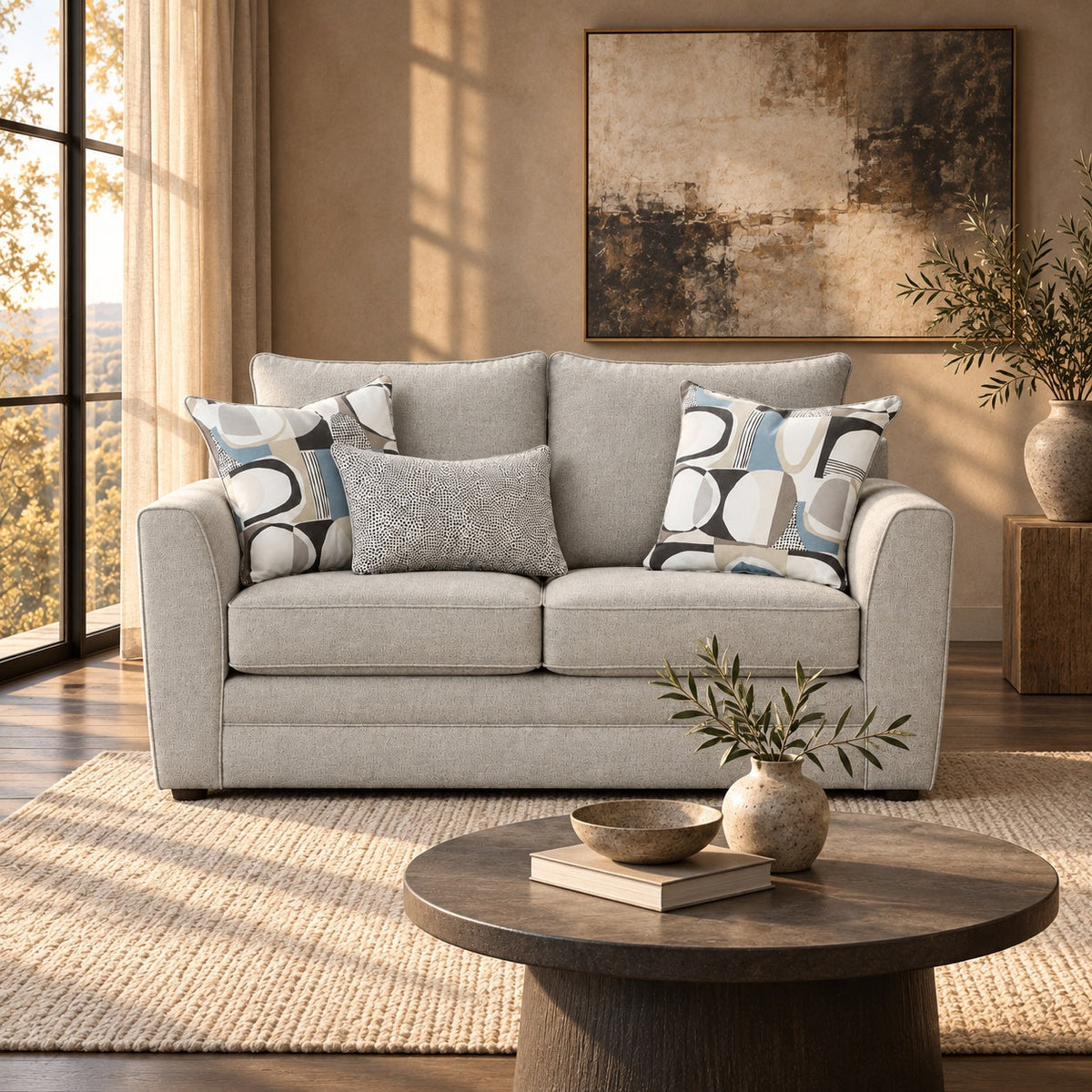 Max Gray Loveseat — in a room
