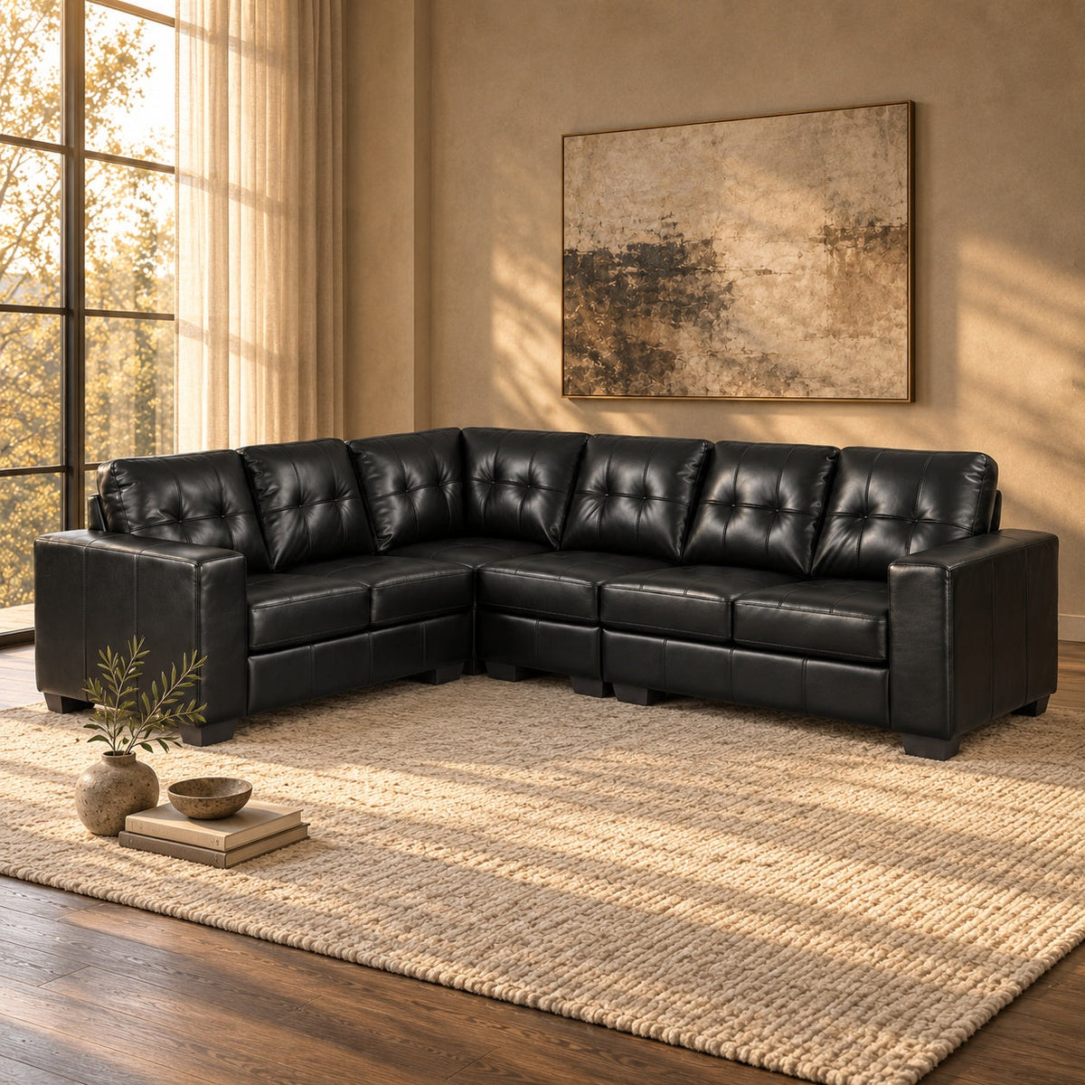 Metro Black Sectional — in a room