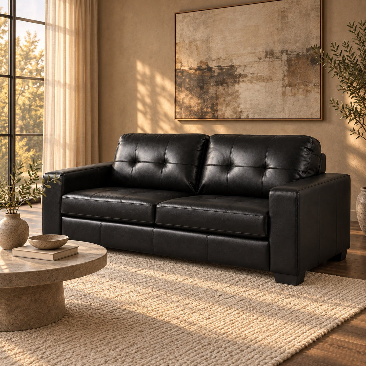 Metro Black Sofa — in a room