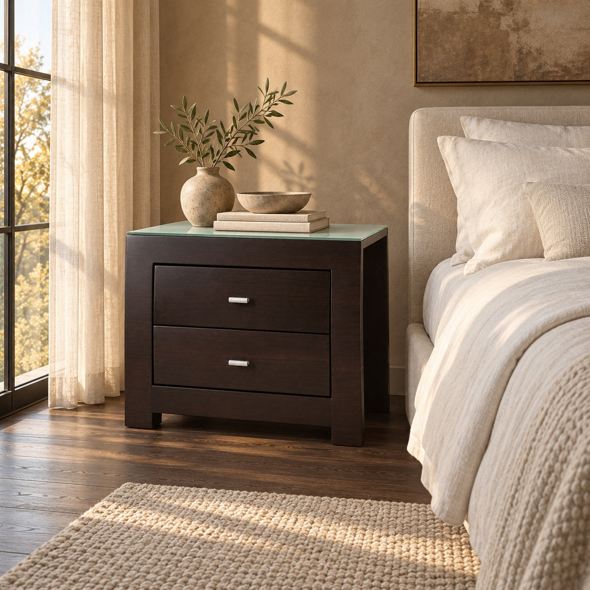 Metro Night Stand (Brown) — in a room