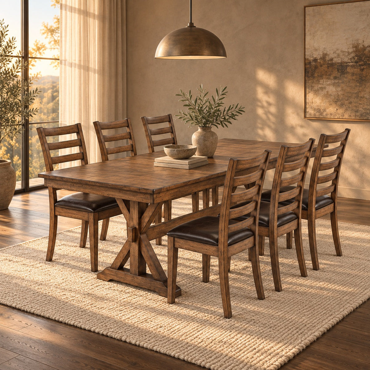 Newport 78" Dining Table Set (7Pc) — in a room