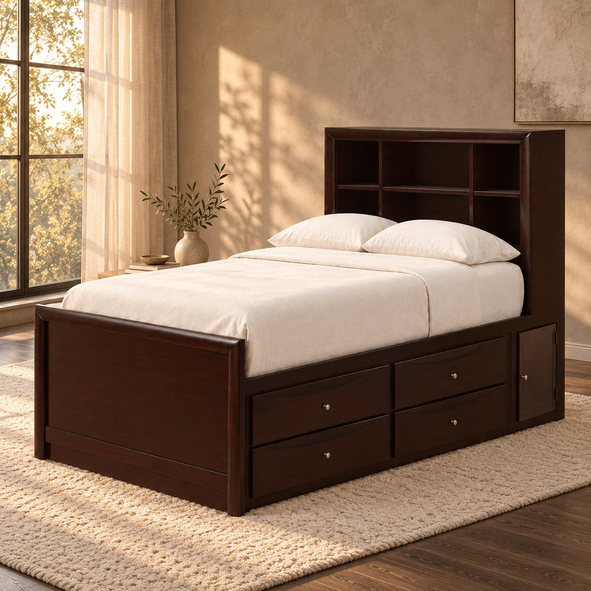 Phoenix Full Bed with Storage — in a room