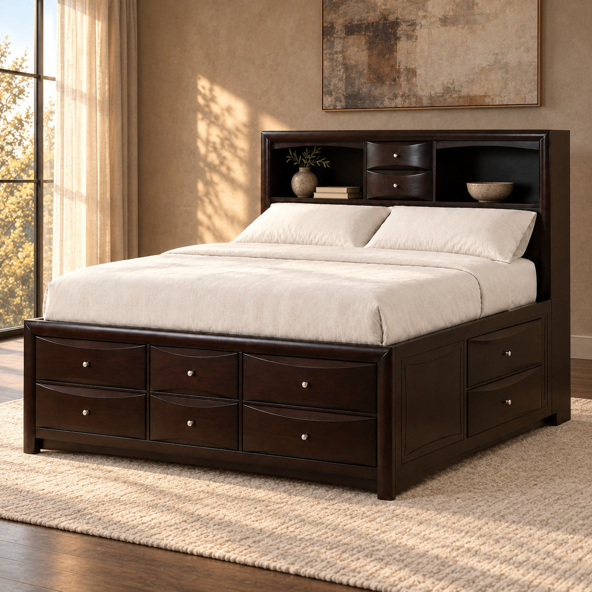 Phoenix Bed with Storage, King — in a room