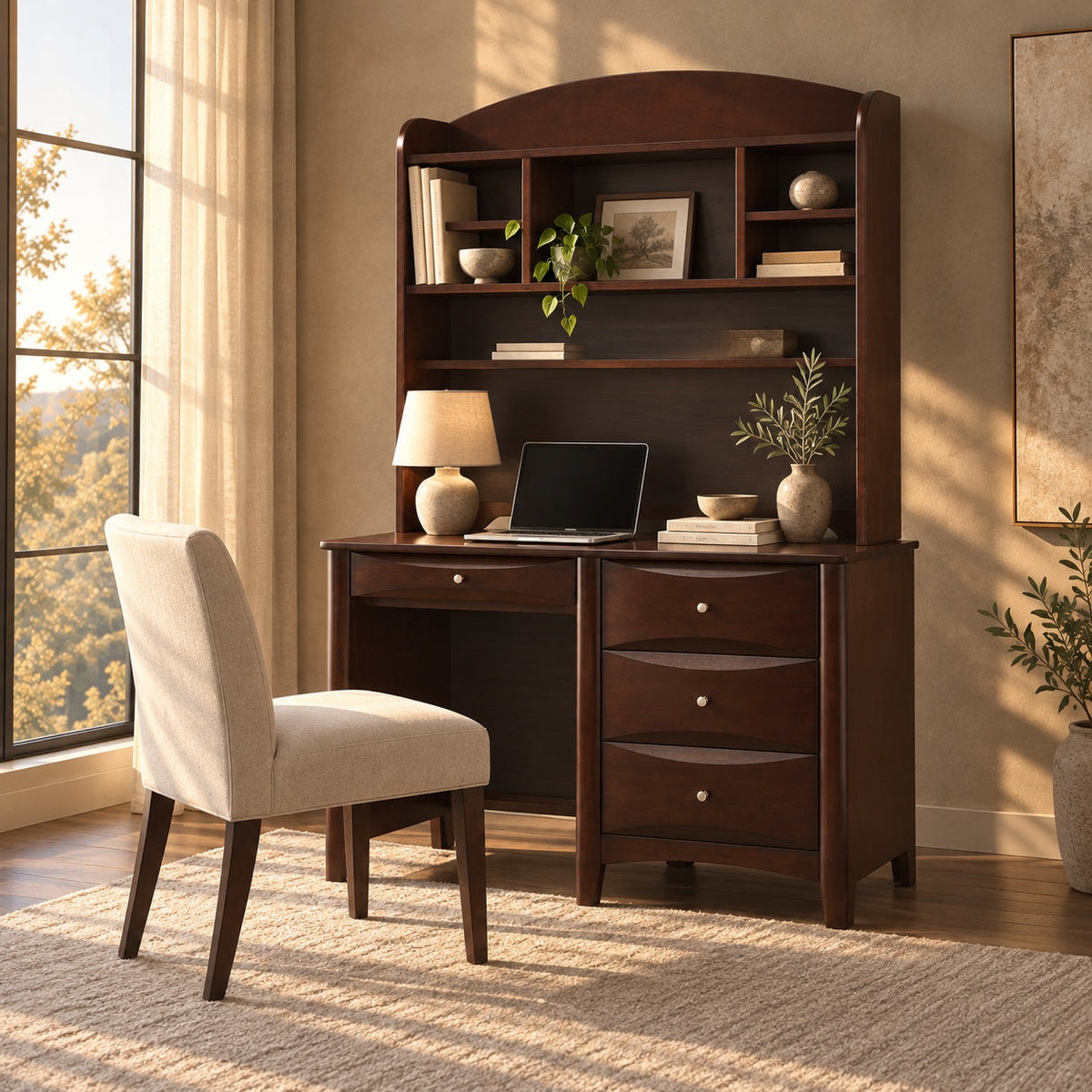 Phoenix Writing Desk and Hutch — in a room