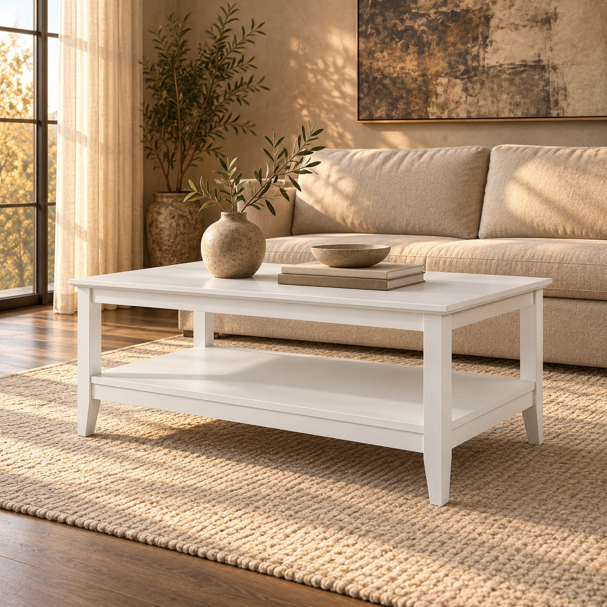 Quadra Coffee Table (White) — in a room