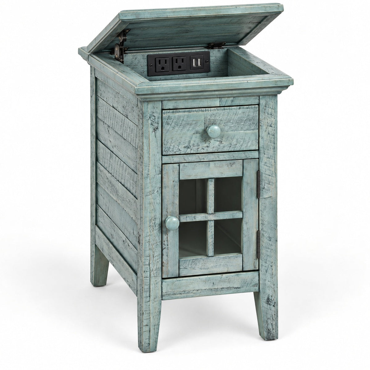 Rustic Shores Power Chairside Table (Blue) — detail