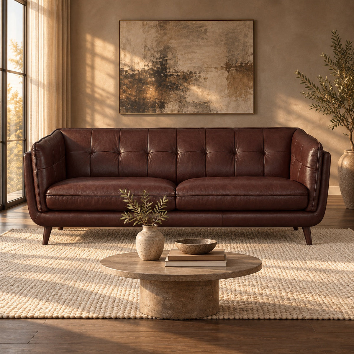 Seymour Leather Sofa — in a room