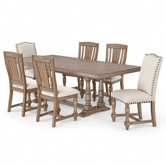 Sonoma 96" Trestle Table Set (7 Pc) (Grey)