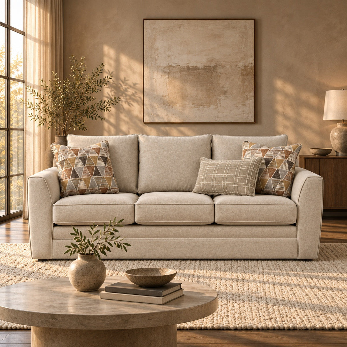 Tony Linen Sofa — in a room