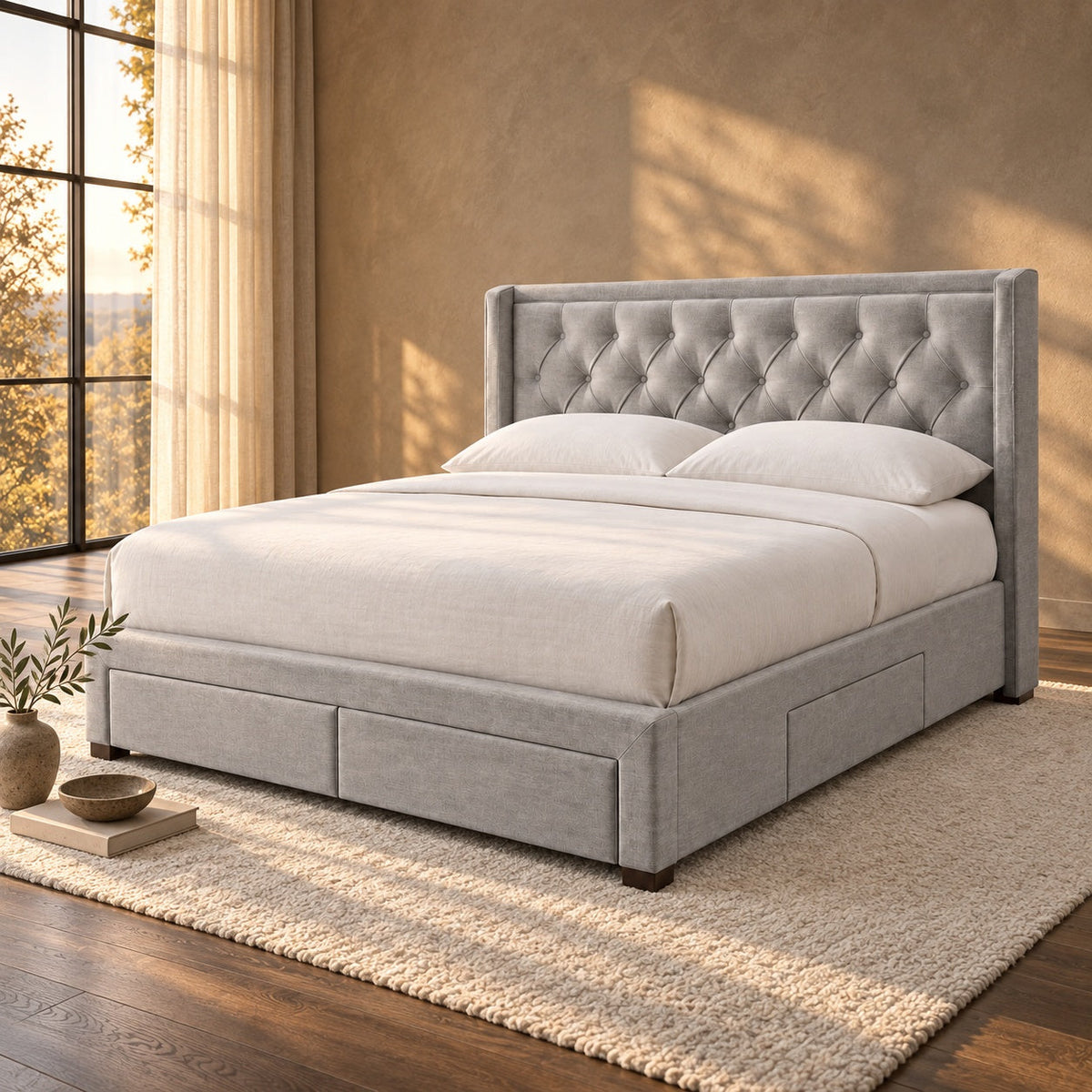 Vector Storage Bed, King — in a room