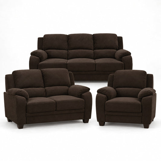 Voltren Sofa Loveseat and Chair Set (Chocolate)