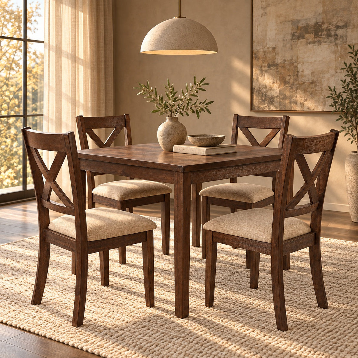 Walnut 5 Piece Dining Set — in a room