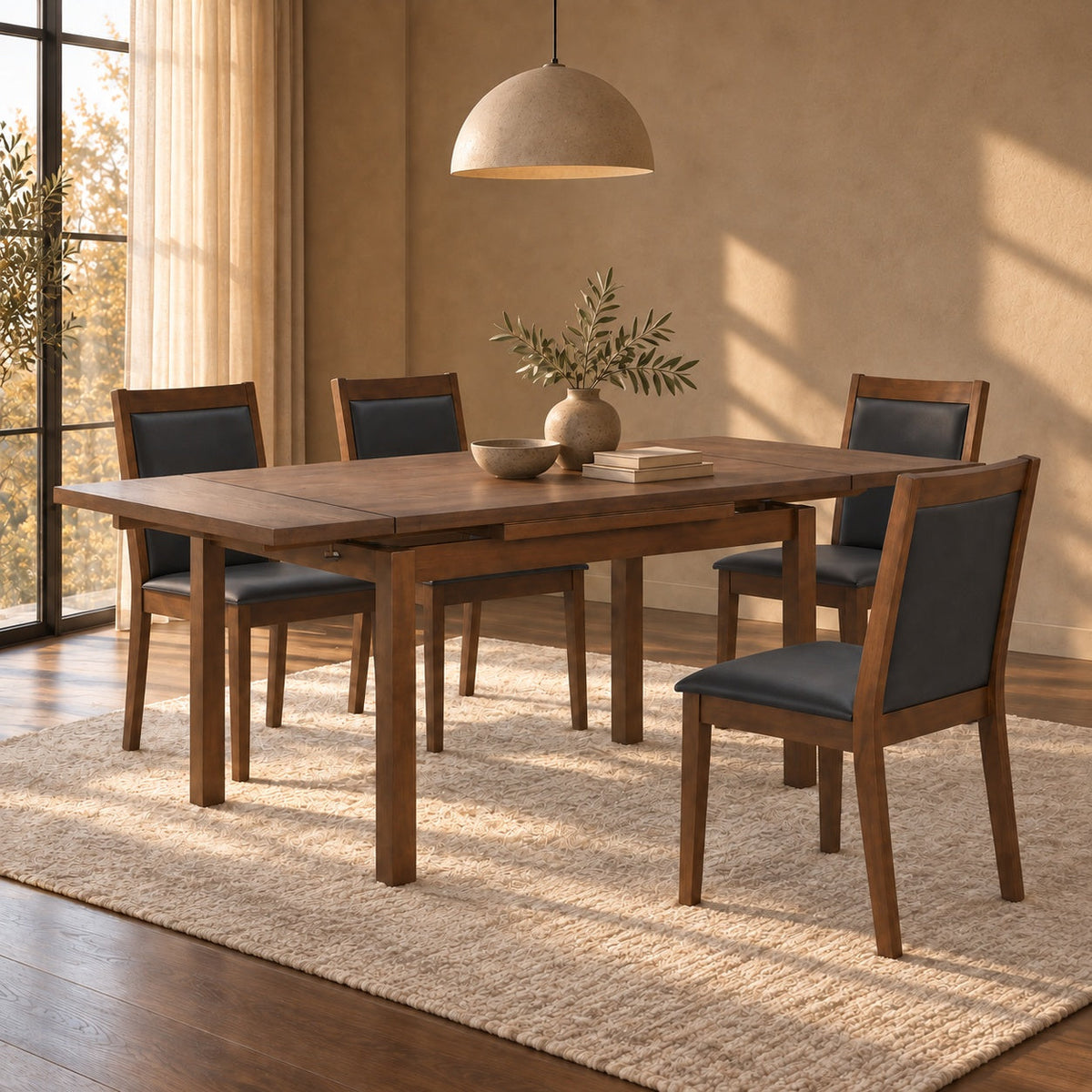 Walsh 71" Extension Table Set (5 Pc) — in a room